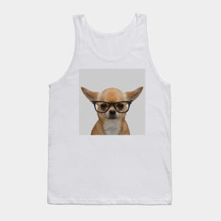 Portrait of Chihuahua with Nerd Glasses Tank Top